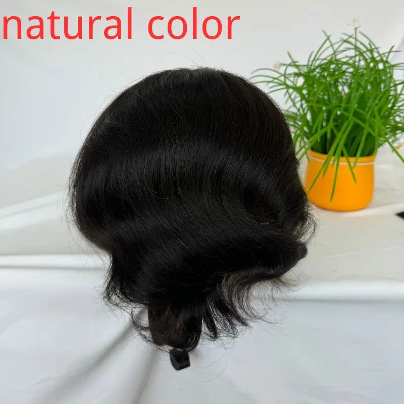 Nchancelier-Perruques en dentelle avec PU pour hommes, toupet 100% cheveux humains indiens, taille de base 8x6 pouces, cheveux noirs naturels Hive JFA & TA Store