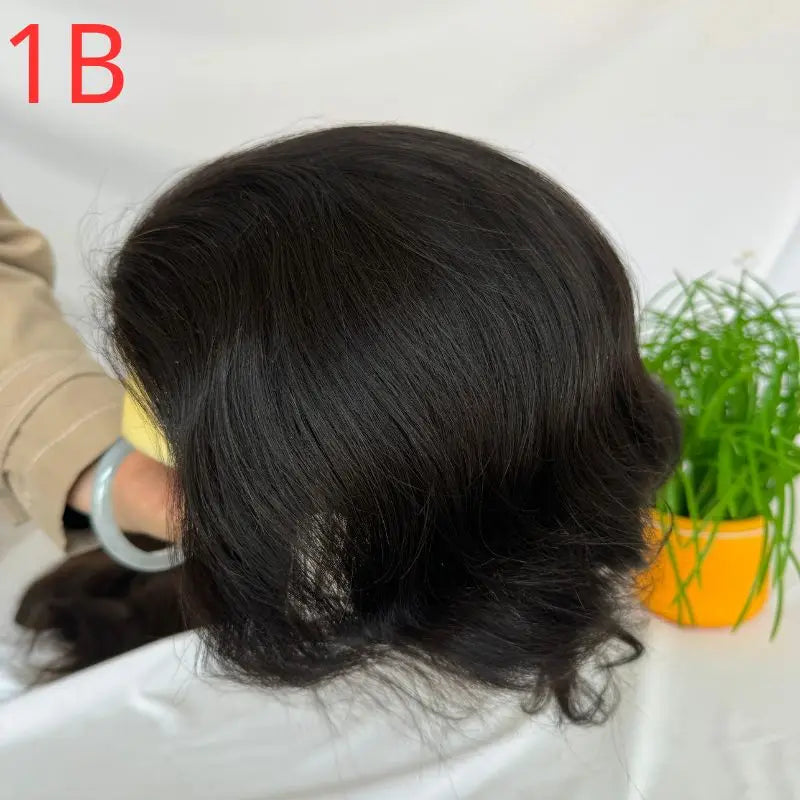 Nchancelier-Perruques en dentelle avec PU pour hommes, toupet 100% cheveux humains indiens, taille de base 8x6 pouces, cheveux noirs naturels Hive JFA & TA Store