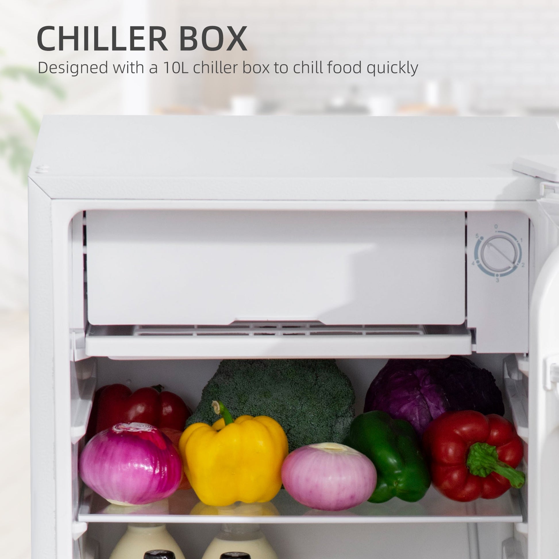 91 Litre Under Counter Fridge with Chiller Box - White-3