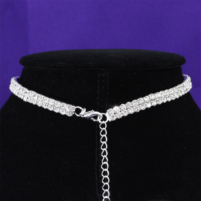 Bridal Wedding 2 Row Stretch Rhinestone Choker XC001-2