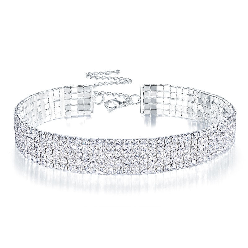Wedding 5 Row Stretch Crystal Rhinestone Choker XC013-0
