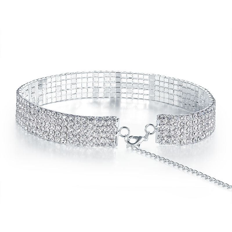 Wedding 5 Row Stretch Crystal Rhinestone Choker XC013-2
