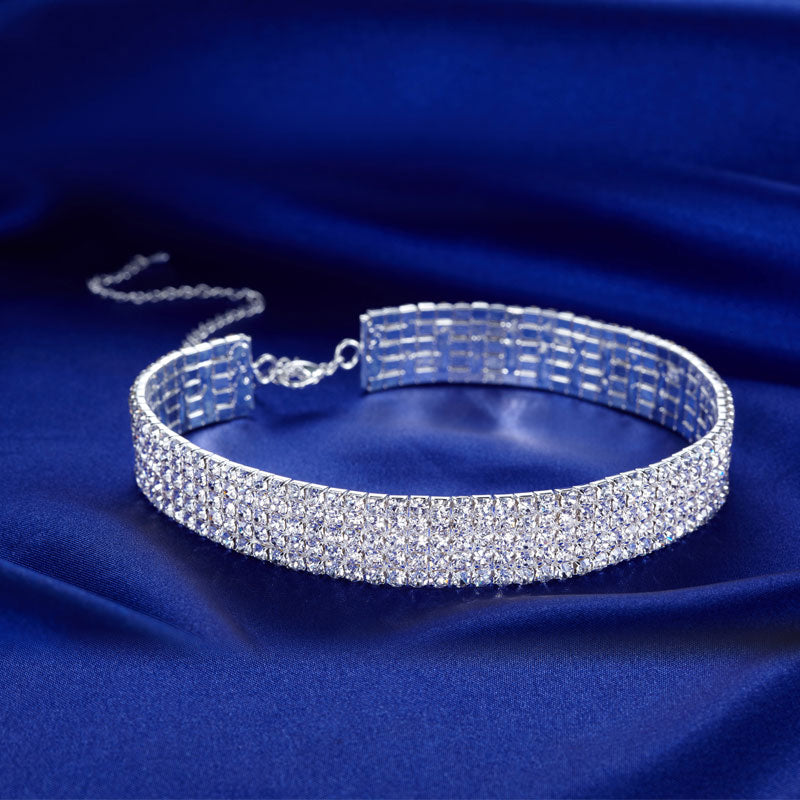 Wedding 5 Row Stretch Crystal Rhinestone Choker XC013-3