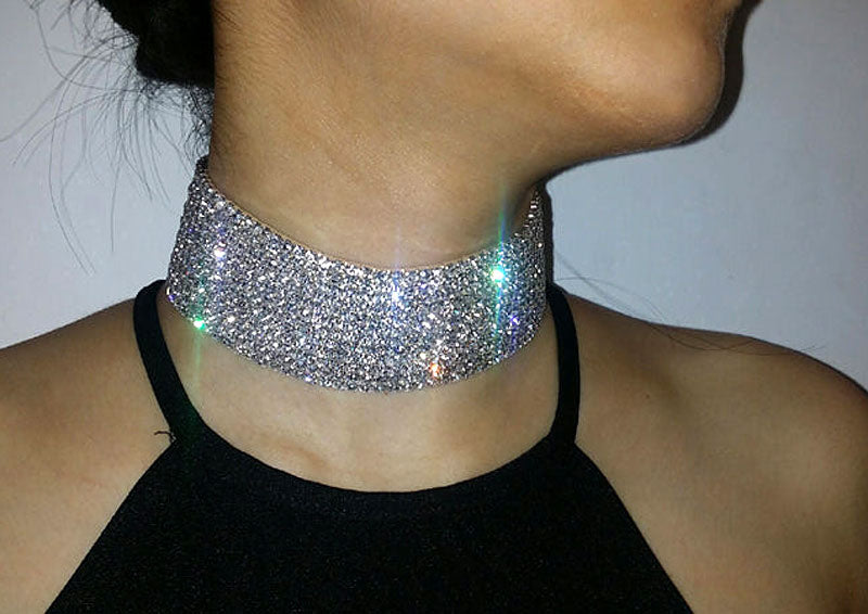 Bridal Wedding 12 Row Stretch Rhinestone Choker XC025-1