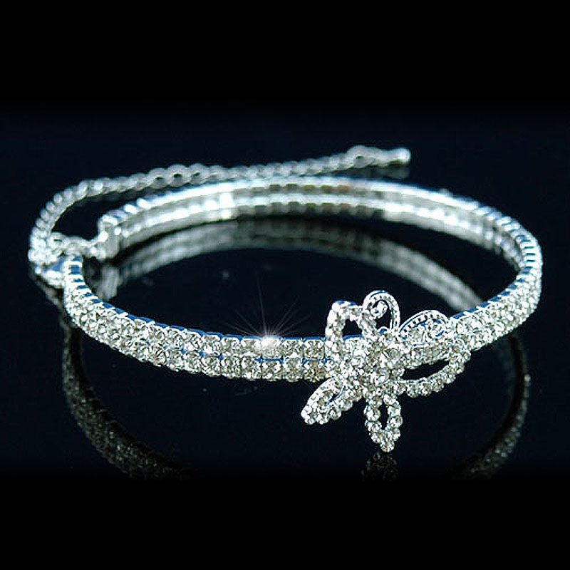 Bridal Wedding Butterfly Rhinestone Silver Choker XC041-0