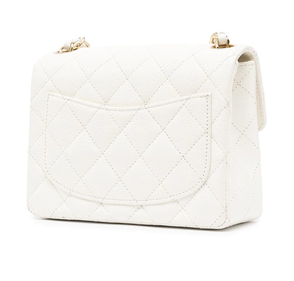 Chanel Handbag- Classic White Square Mini Flap Bag-2