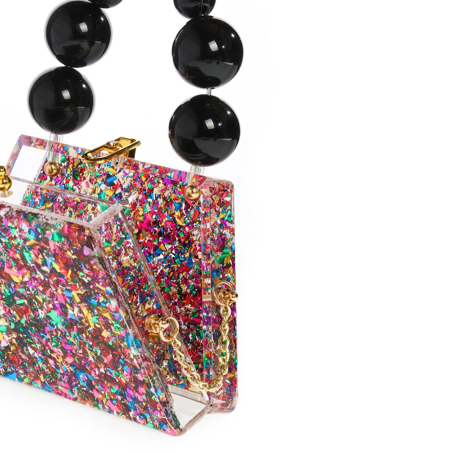 Forever Love confettie Top Handle Acrylic Clutch-1