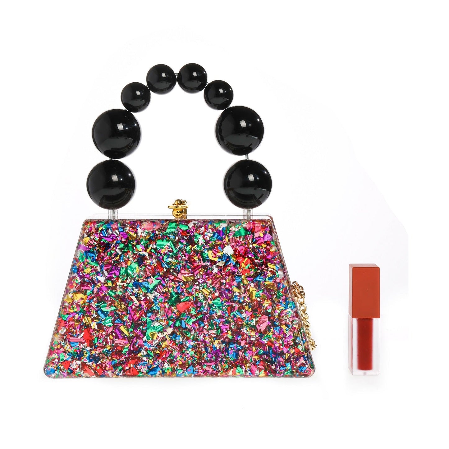 Forever Love confettie Top Handle Acrylic Clutch-3