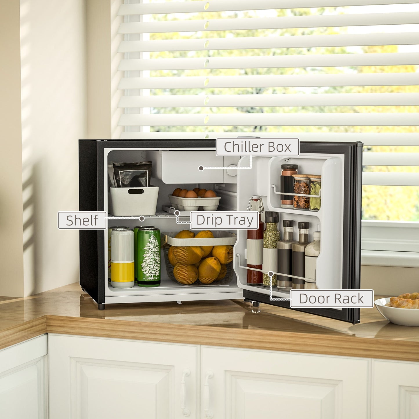 46 Litre Lockable Countertop Fridge - Black-4