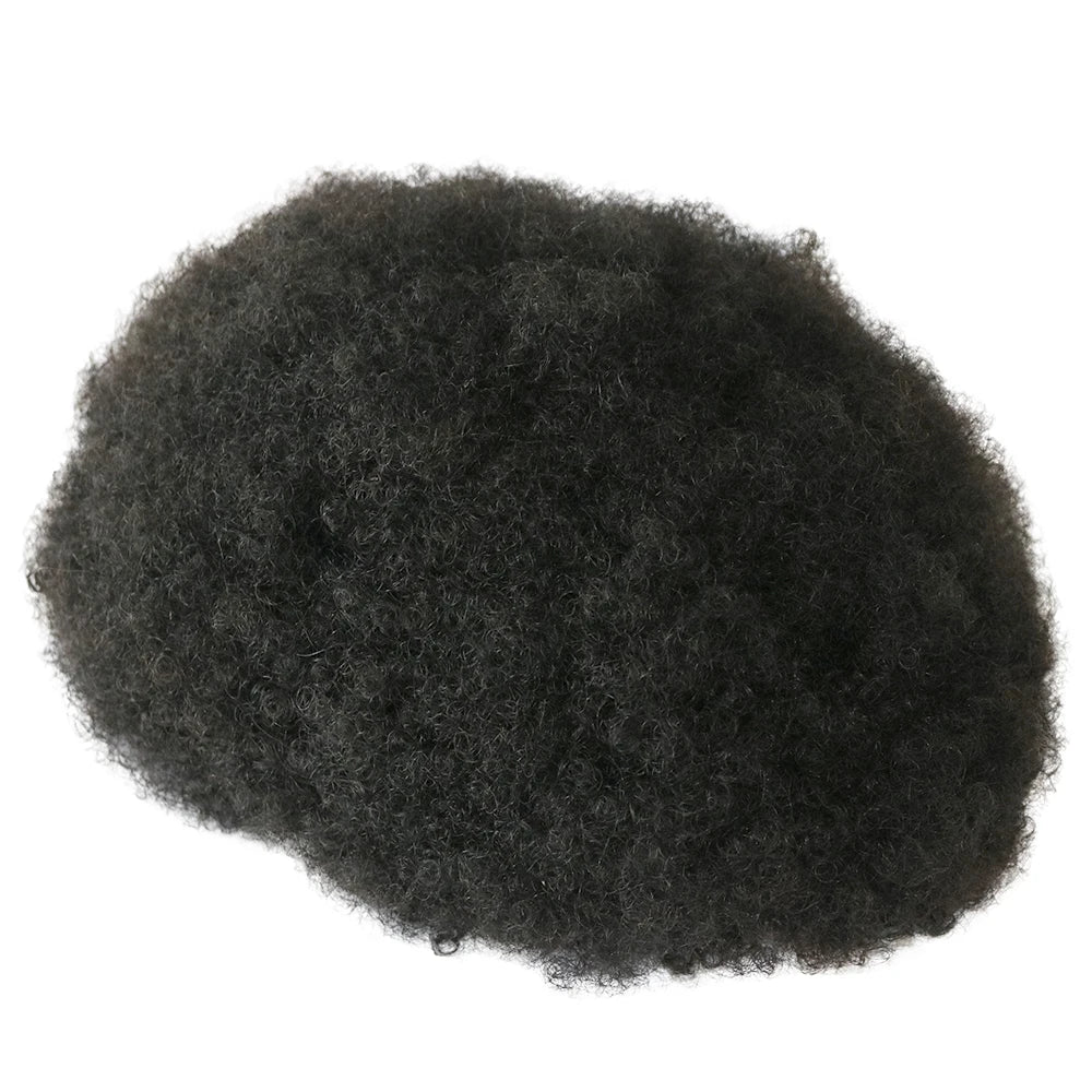 Perruque Remy Afro Kinky Curl pour Hommes Noirs, Toupet Vierge Indienne, Remplacement de Cheveux Humains, Book ine Peau, 6mm Hive JFA & TA Store