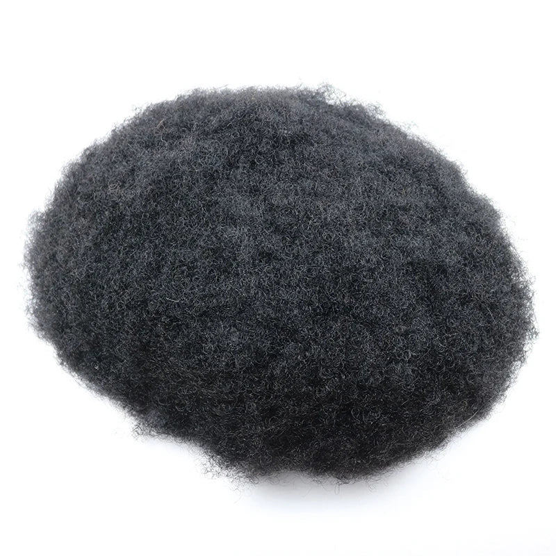 Perruque Remy Afro Kinky Curl pour Hommes Noirs, Toupet Vierge Indienne, Remplacement de Cheveux Humains, Book ine Peau, 6mm Hive JFA & TA Store