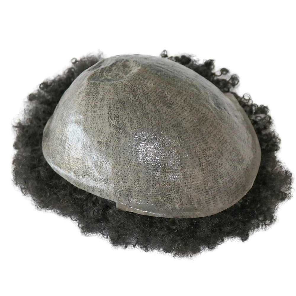 Perruque Remy Afro Kinky Curl pour Hommes Noirs, Toupet Vierge Indienne, Remplacement de Cheveux Humains, Book ine Peau, 6mm Hive JFA & TA Store