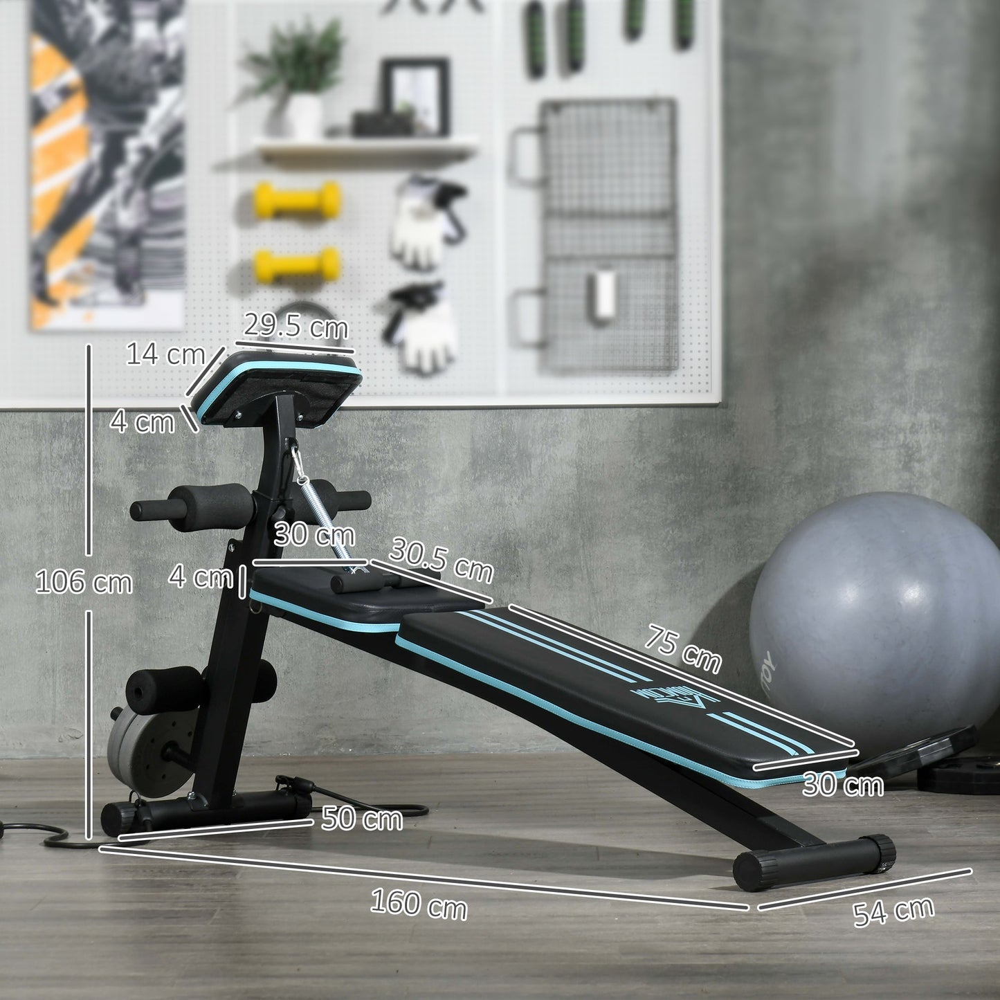 Adjustable Foldable Weight Bench with Padded Seat - Blue-2