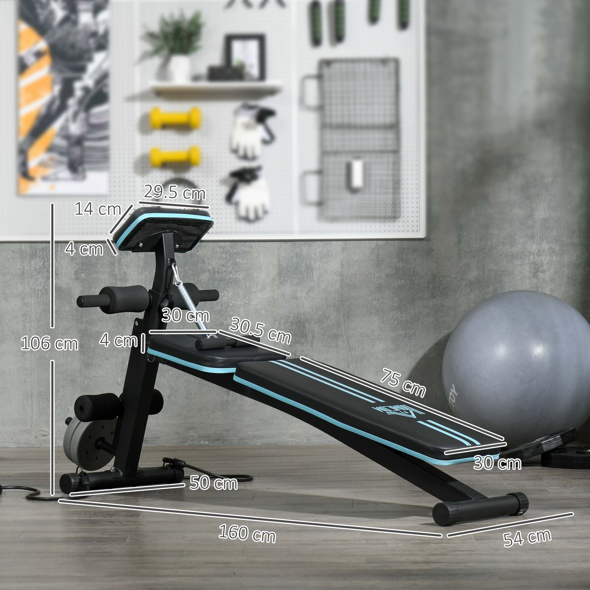 Adjustable Foldable Weight Bench with Padded Seat - Blue-2