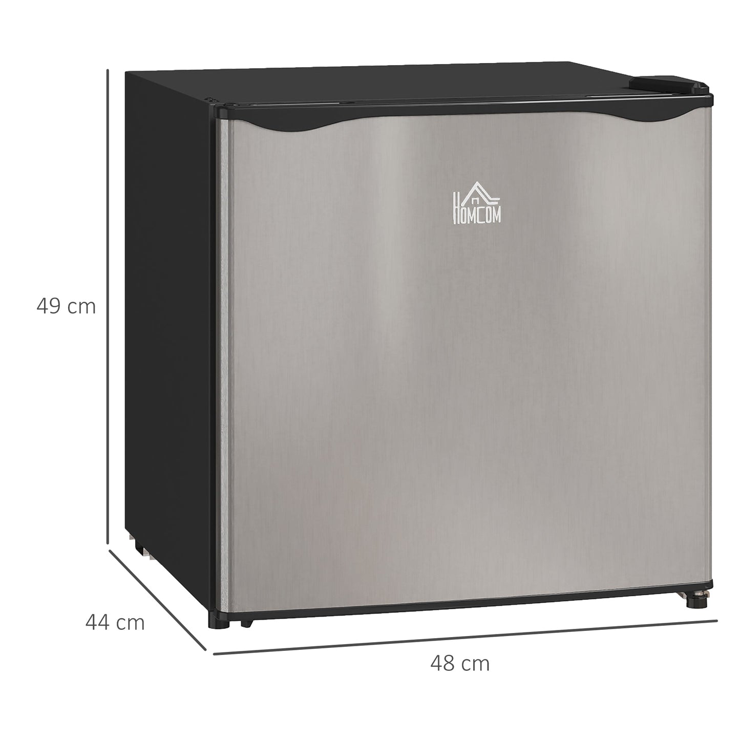 46 Litre Table Top Mini Fridge, Small Fridge with Ice Box, Reversible Door, Adjustable Temperature and Legs for Bedrooms, Home Office, Silver Tone-2