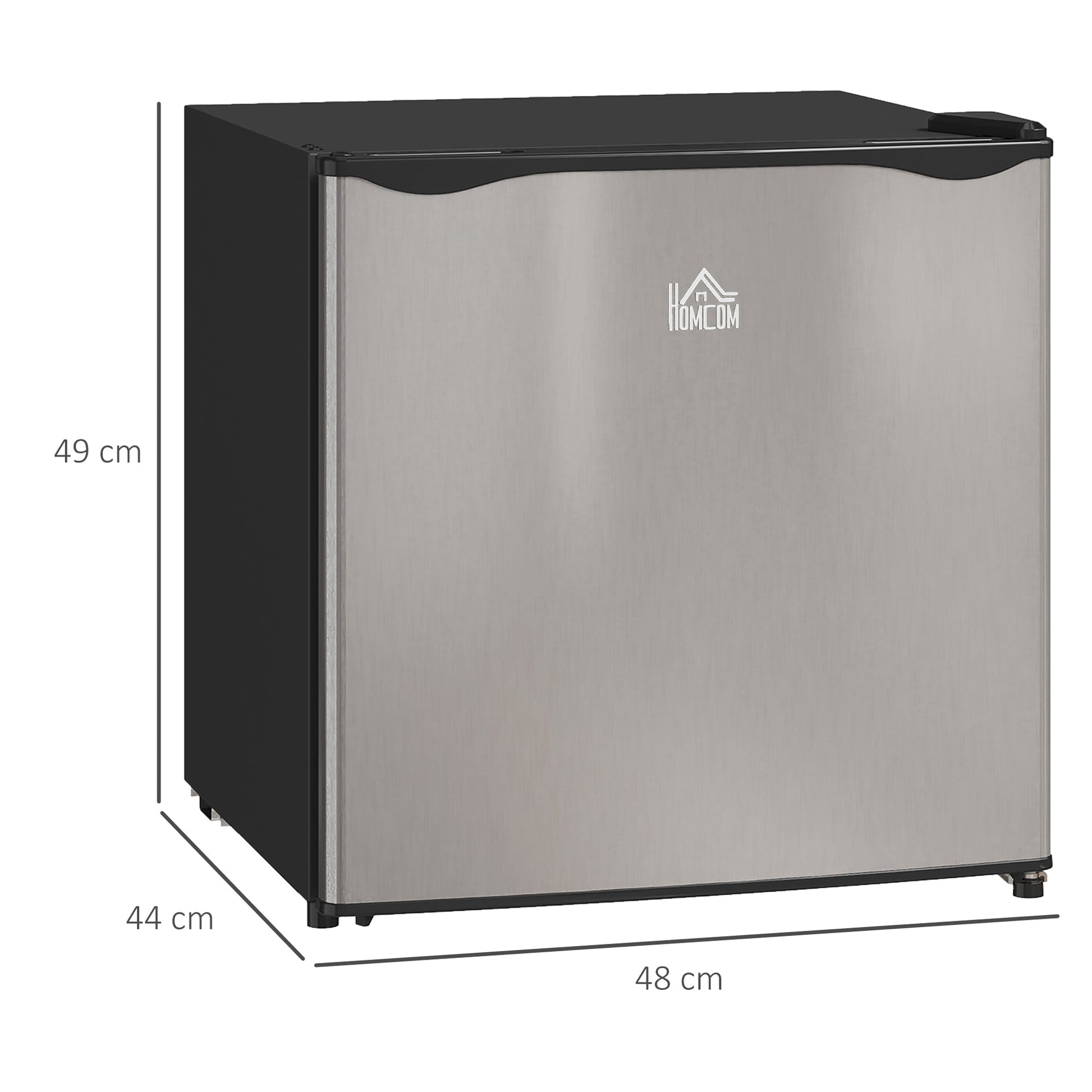 46 Litre Table Top Mini Fridge, Small Fridge with Ice Box, Reversible Door, Adjustable Temperature and Legs for Bedrooms, Home Office, Silver Tone-2