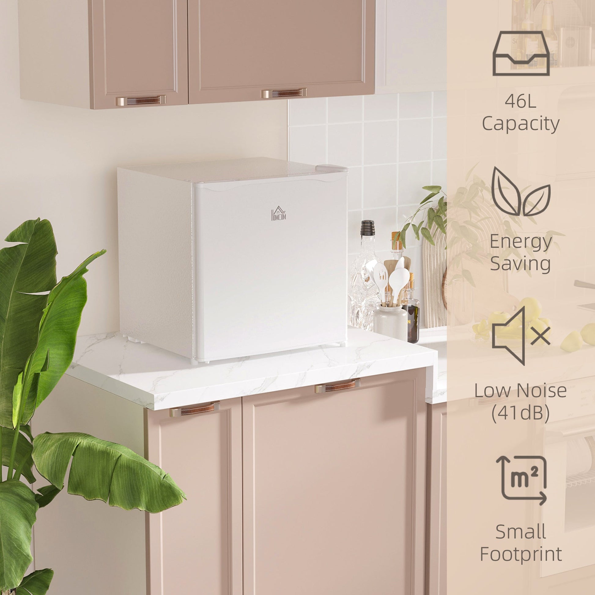 46L Countertop Mini Fridge with Chiller Box Adjustable Temperature - White-3
