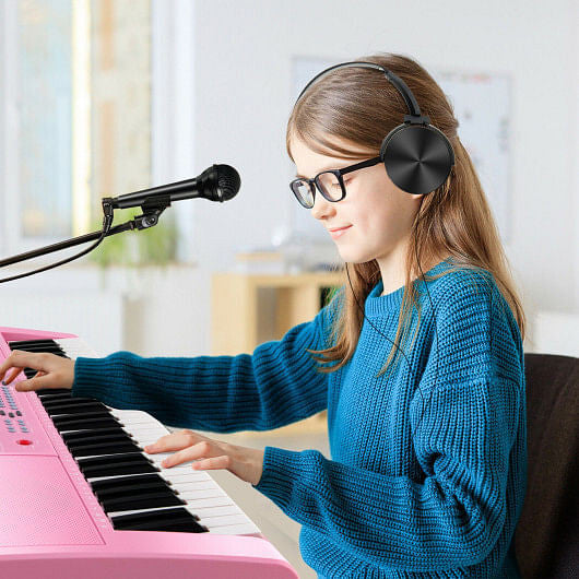 61-Key Electric Piano Keyboard for Beginner-Pink-1