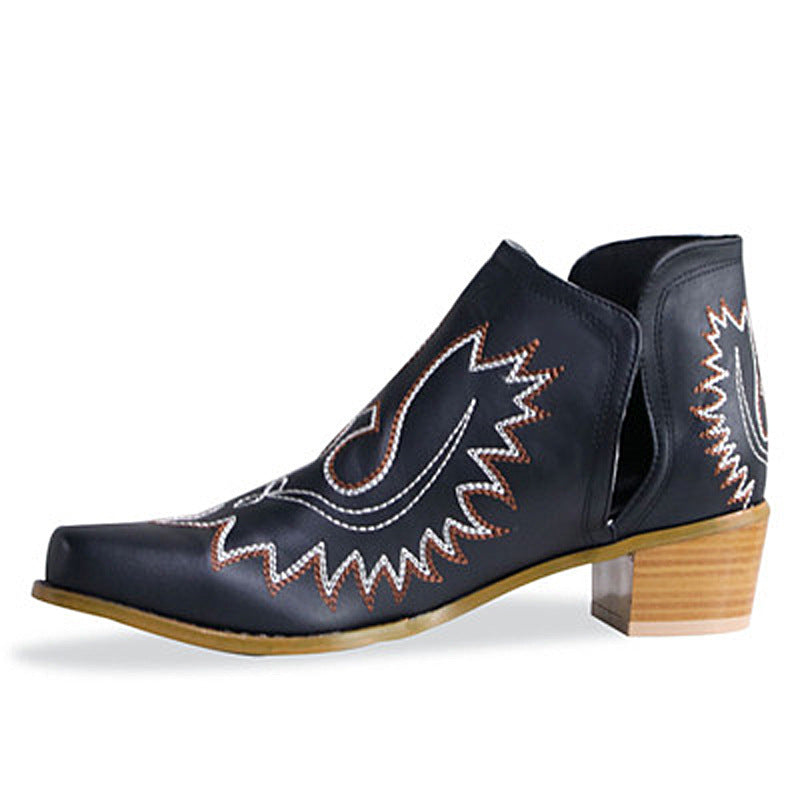 New Pointed Embroidered Chunky Heel Women's Pointed-toe Short Tube Boots Store Hive UNIjuntos