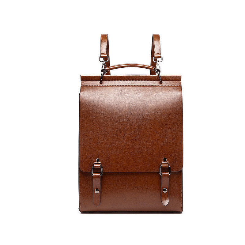 New Retro Leather Backpack Women's