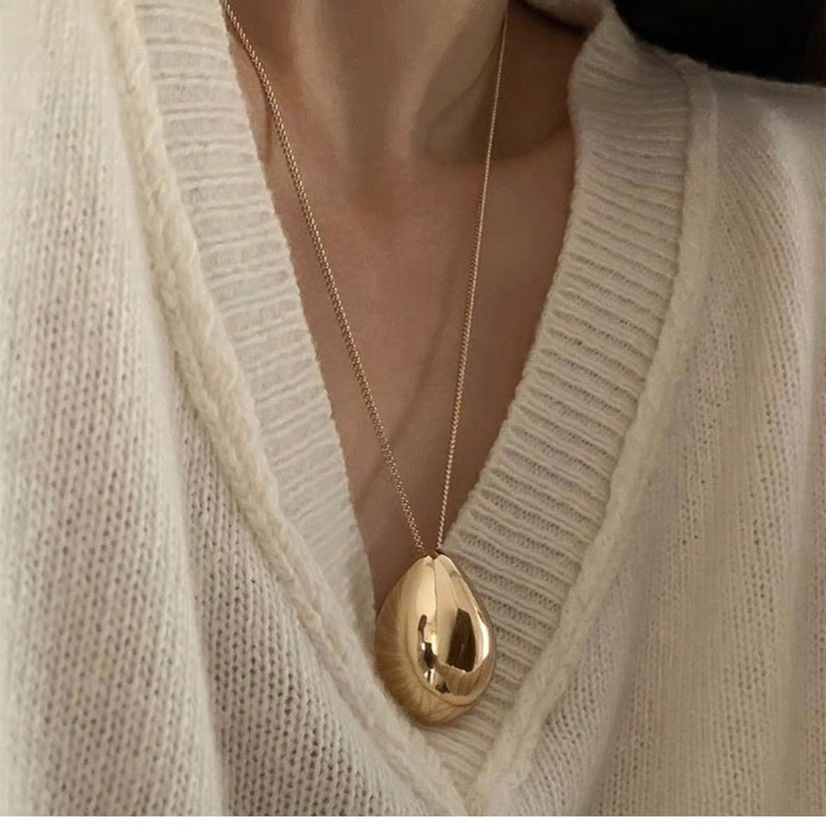 Water Drop Pendant Necklace Sweater Chain