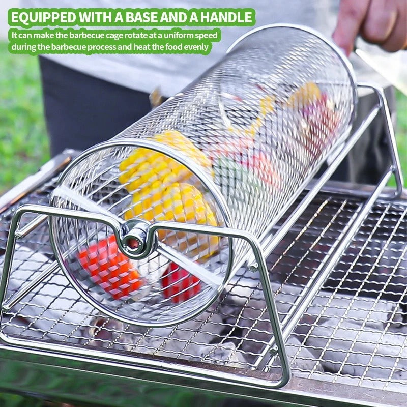 Rotating Roller Barbecue Mesh Basket