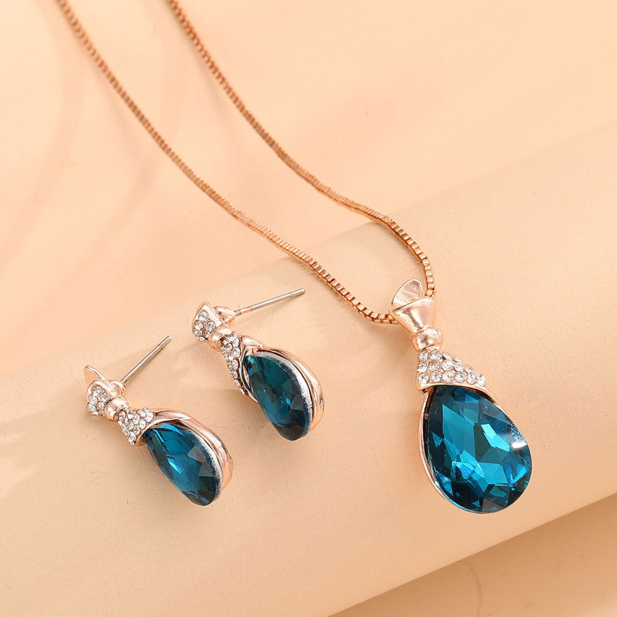 Bridal Jewelry Peacock Gem Necklace Earrings