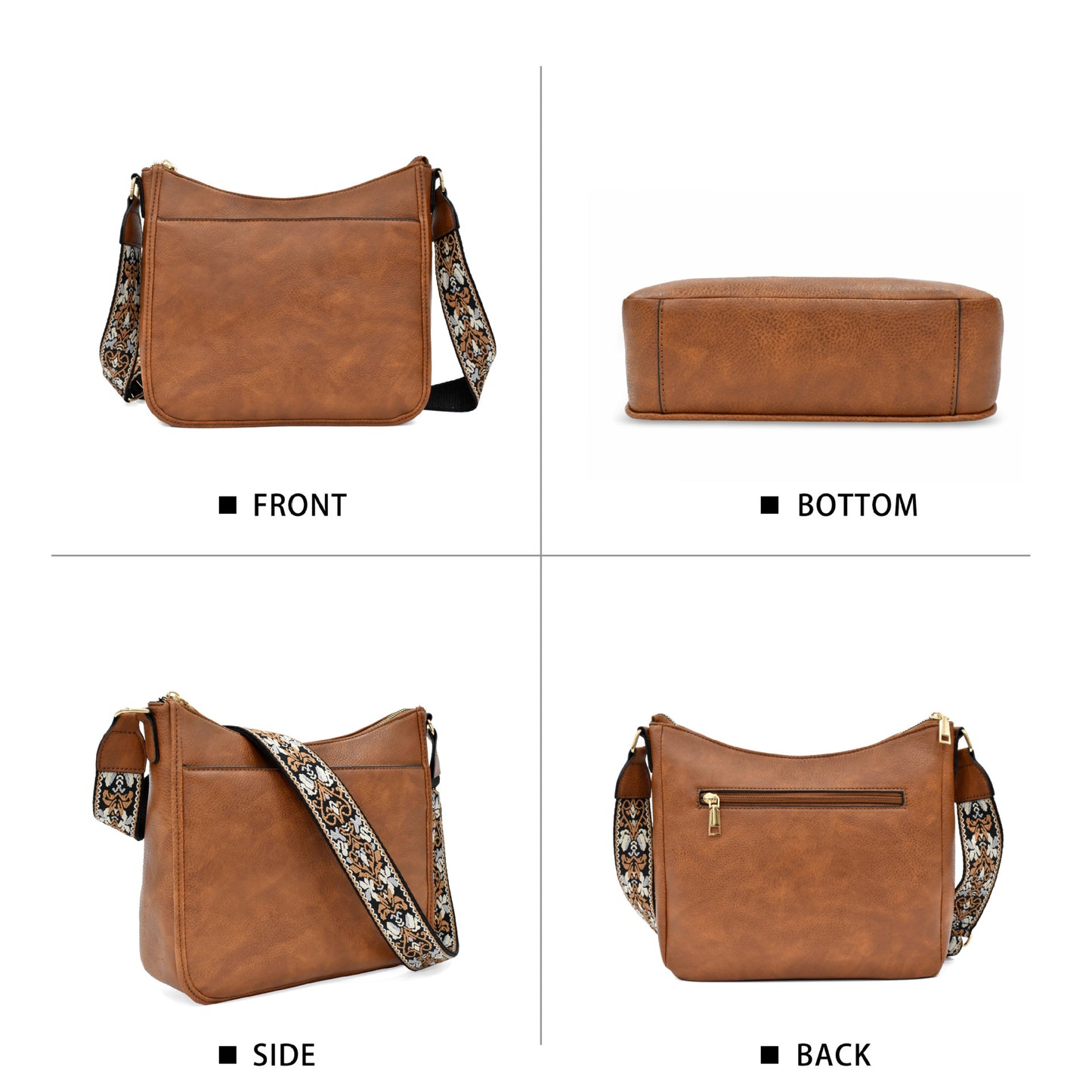 Retro Solid Color Color Matching Shoulder Messenger Bag Ribbon