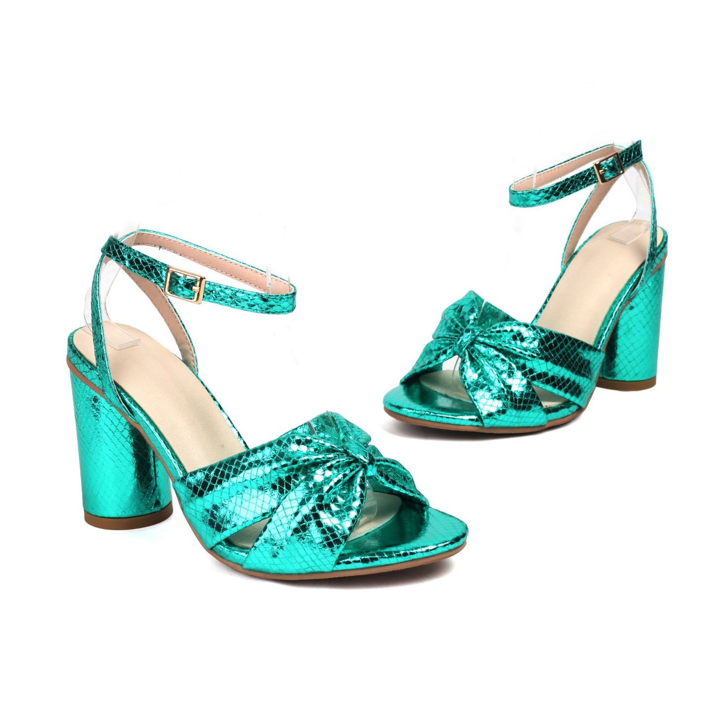 High Heel Plus Size Peep Toe Ankle Buckle Sandals