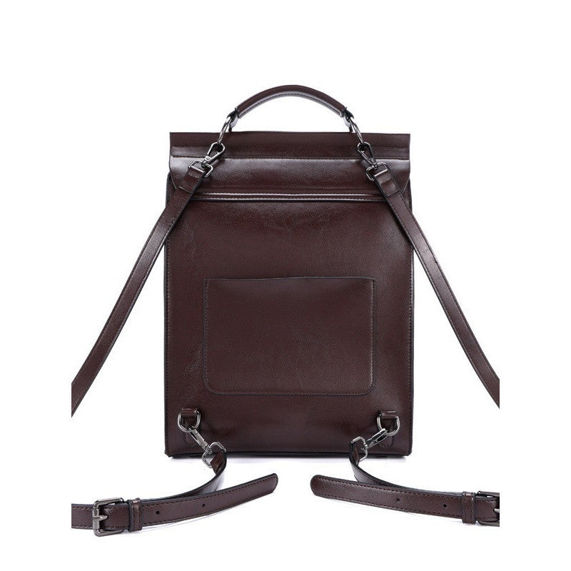 New Retro Leather Backpack Women's