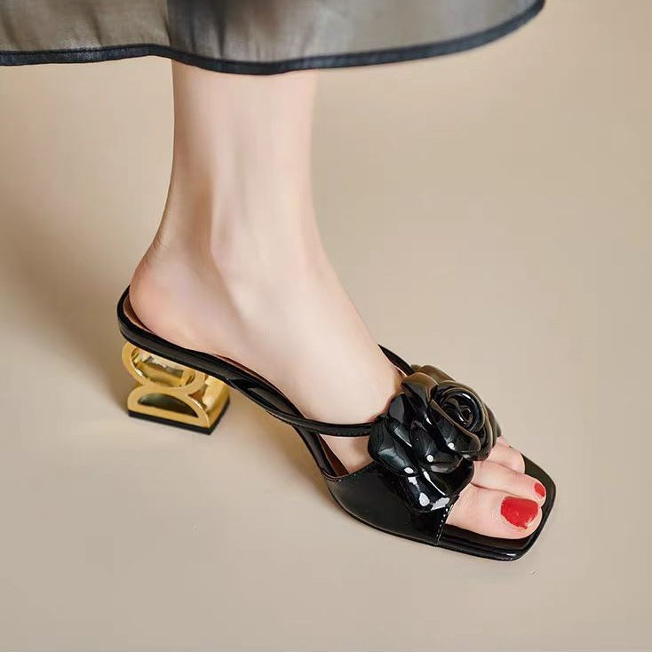 Light Luxury Minority French High Heel Slippers Women