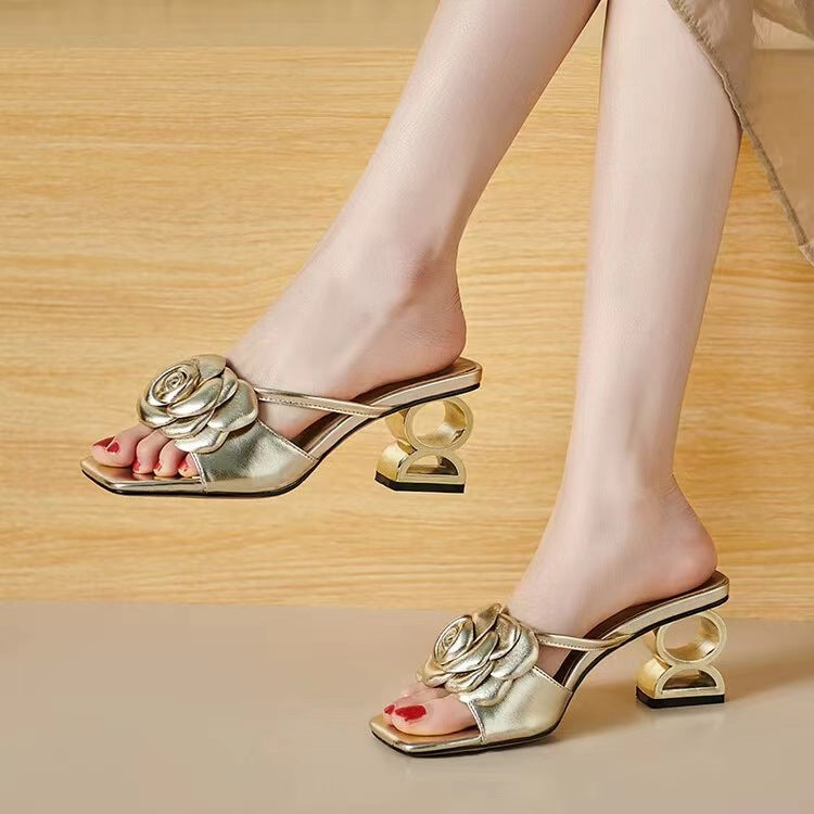 Light Luxury Minority French High Heel Slippers Women