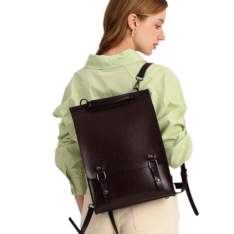 New Retro Leather Backpack Women's