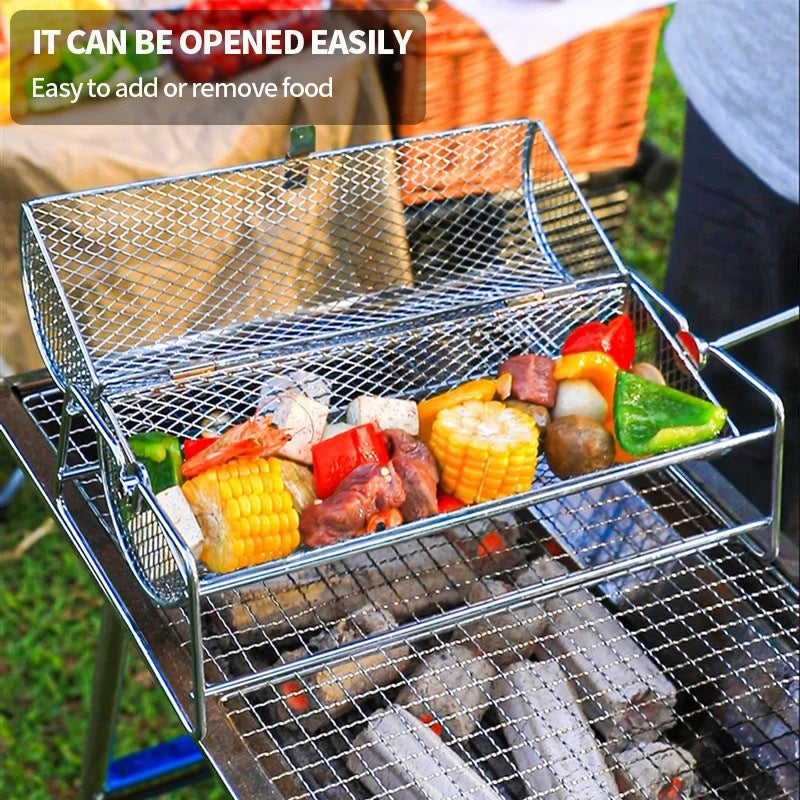Rotating Roller Barbecue Mesh Basket