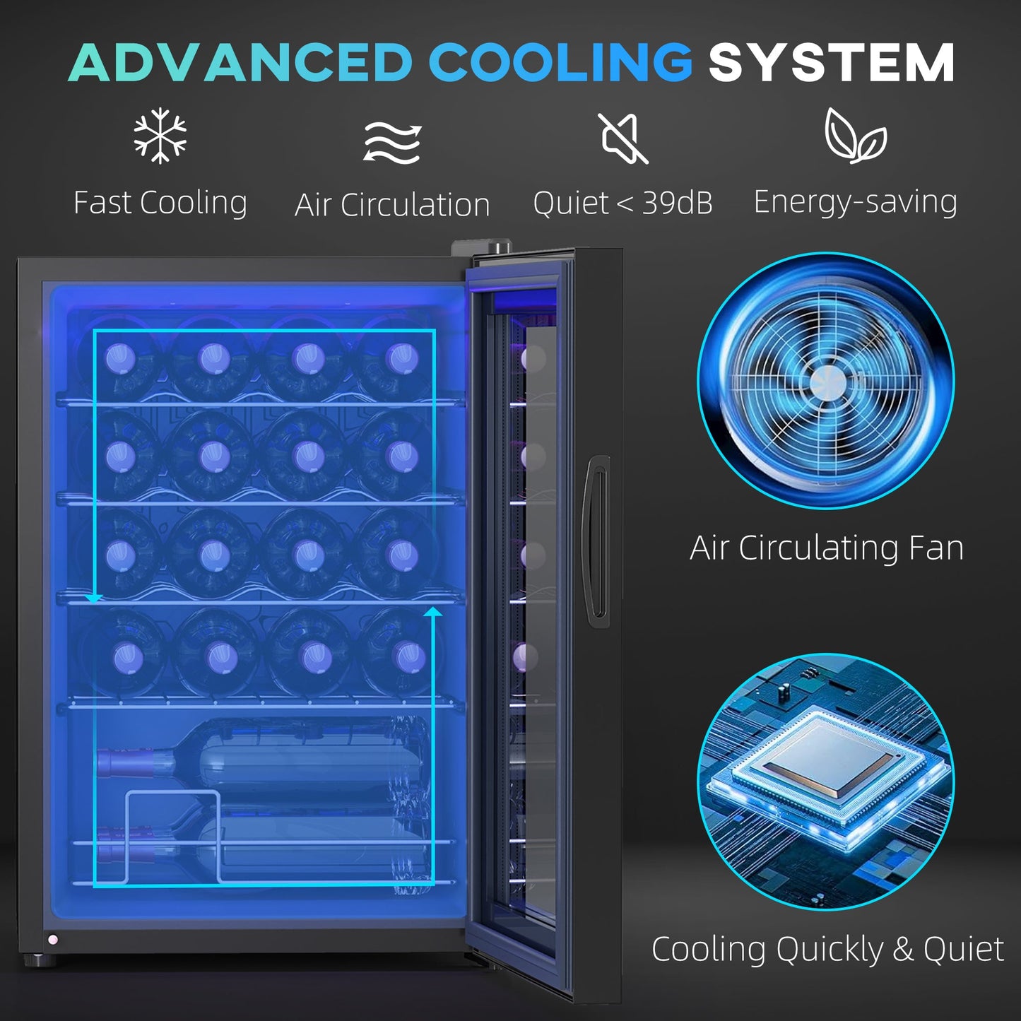 20 Bottle 5-18℃ Countertop Wine Fridge - Black-3