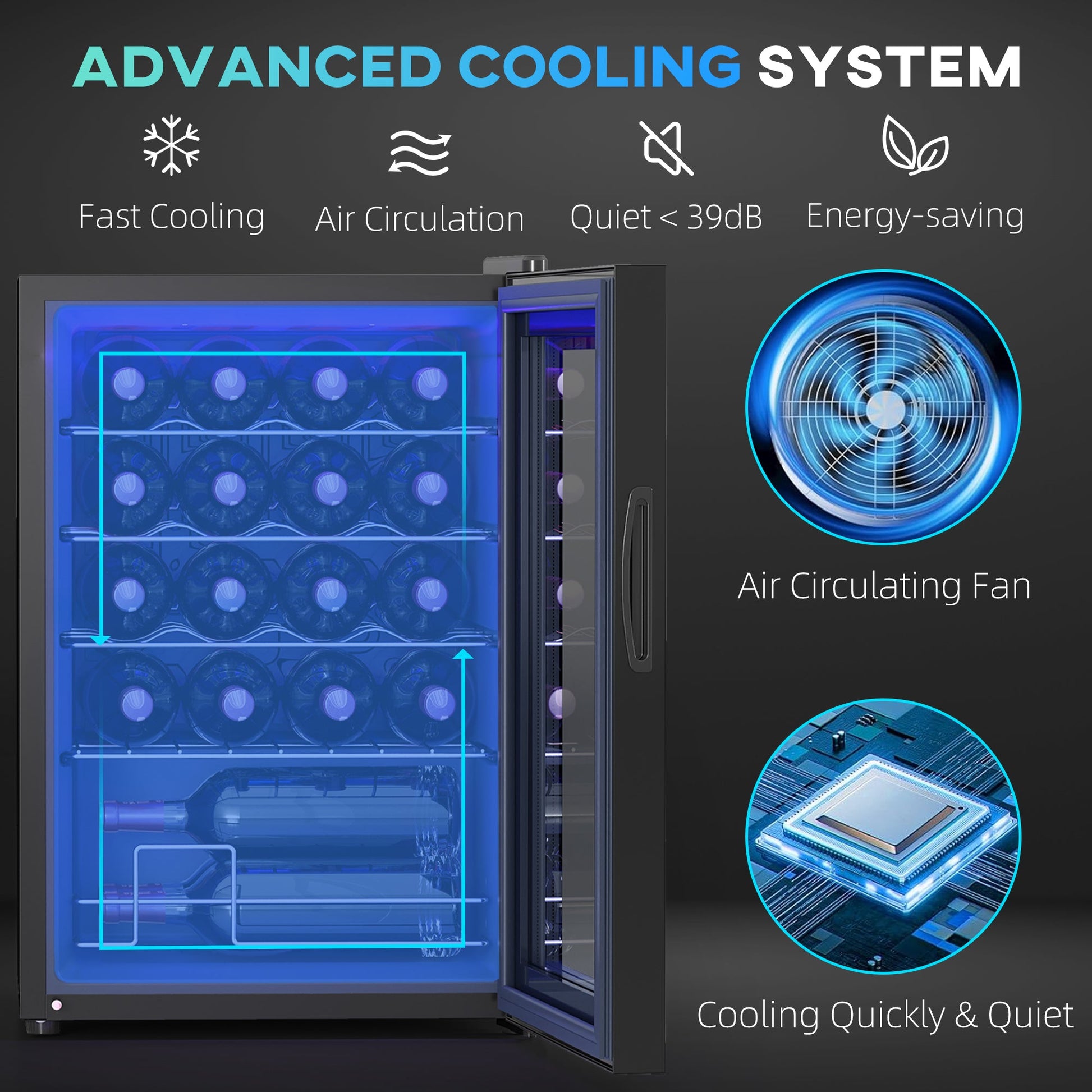 20 Bottle 5-18℃ Countertop Wine Fridge - Black-3