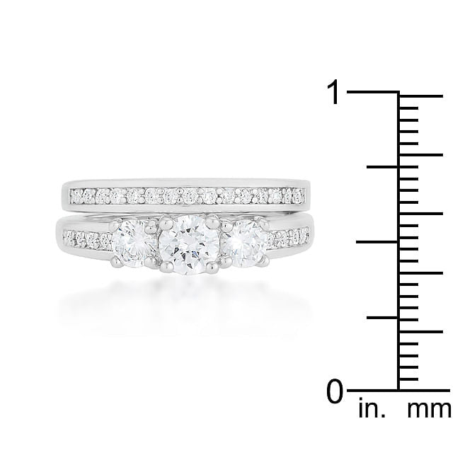 Three Stone Wedding Ring Set-1