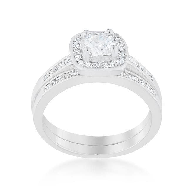 Pave Cushion Wedding Ring Set-1
