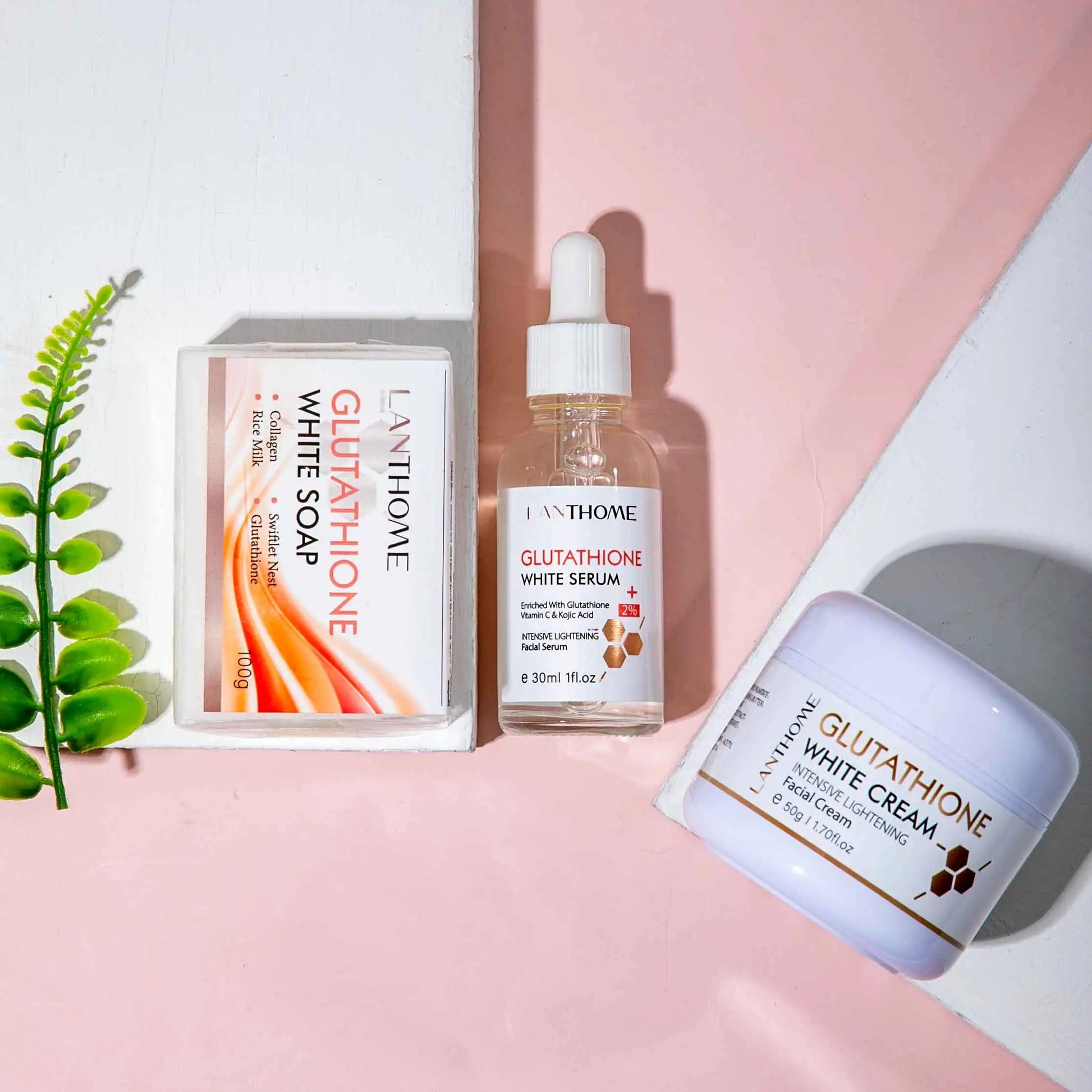 Ensemble de soins pour la peau au Glutathion, 3 pièces, sérum pour le visage, crème de jour, savon lissant, hydratant, Anti-rides, Kit de produits pour le visage Hive JFA & TA Store