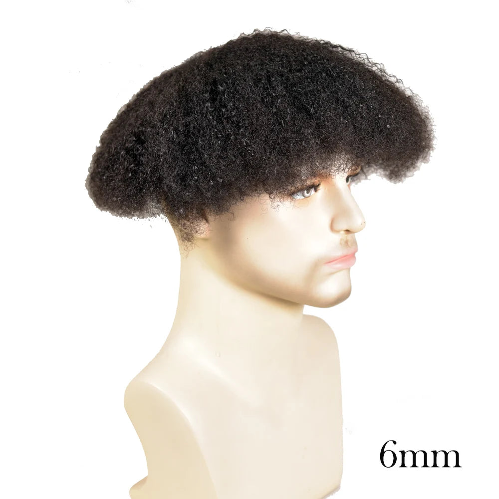 10x8 pouces pleine dentelle française Afro bouclés Topee pour hommes prothèse de cheveux humains 6mm vague noir africain hommes perruque système de remplacement Hive JFA & TA Store