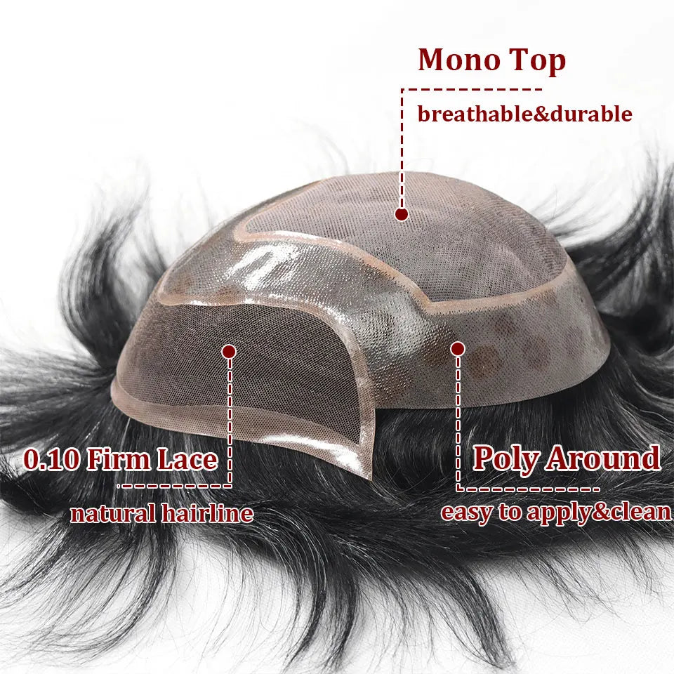 8x10 "gris mettre en évidence toupet pour hommes cheveux humains dentelle PU Mono Invisible morceau de cheveux dentelle avant mâle perruque hommes prothèse capillaire Hive JFA & TA Store