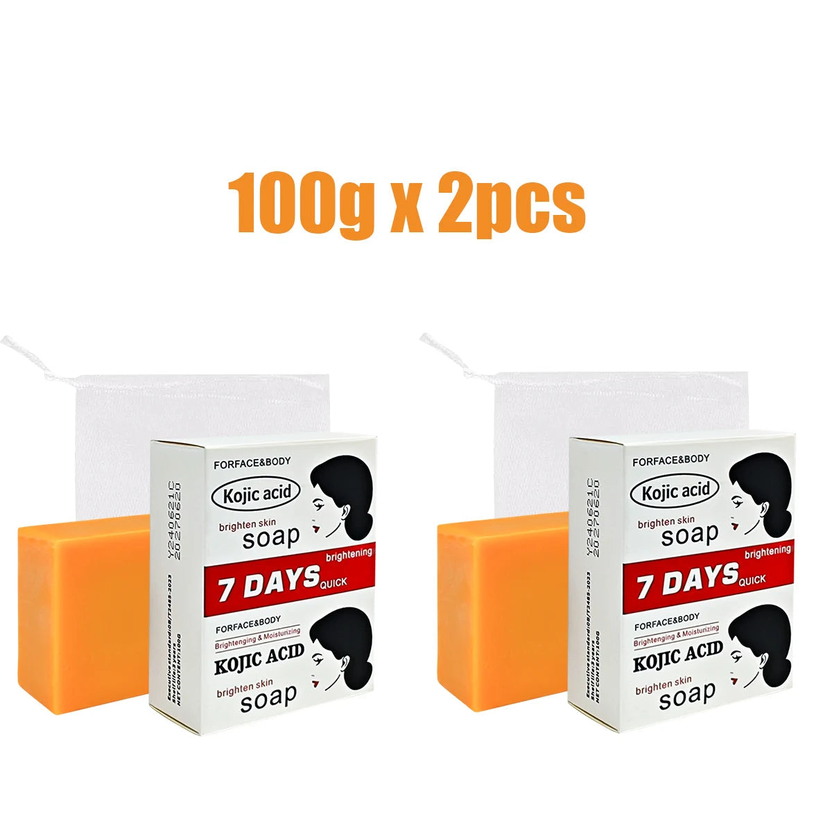 Savon lumineux à l'acide kojique, nettoyage en profondeur du visage, même le teint, éclaircissant, contrôle du sébum, soin hydratant pour la peau, 100g x2, 1/2 pièces Hive JFA & TA Store