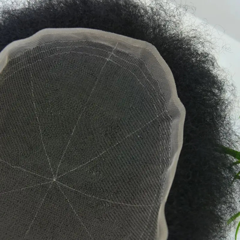 10x8 pouces pleine dentelle française Afro bouclés Topee pour hommes prothèse de cheveux humains 6mm vague noir africain hommes perruque système de remplacement Hive JFA & TA Store