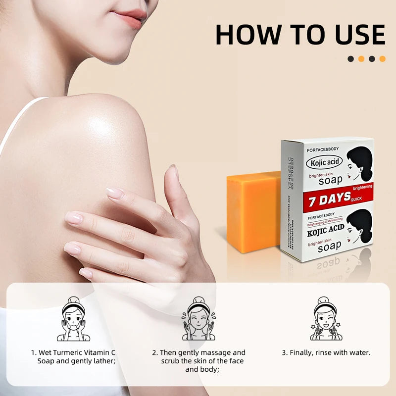 Savon lumineux à l'acide kojique, nettoyage en profondeur du visage, même le teint, éclaircissant, contrôle du sébum, soin hydratant pour la peau, 100g x2, 1/2 pièces Hive JFA & TA Store