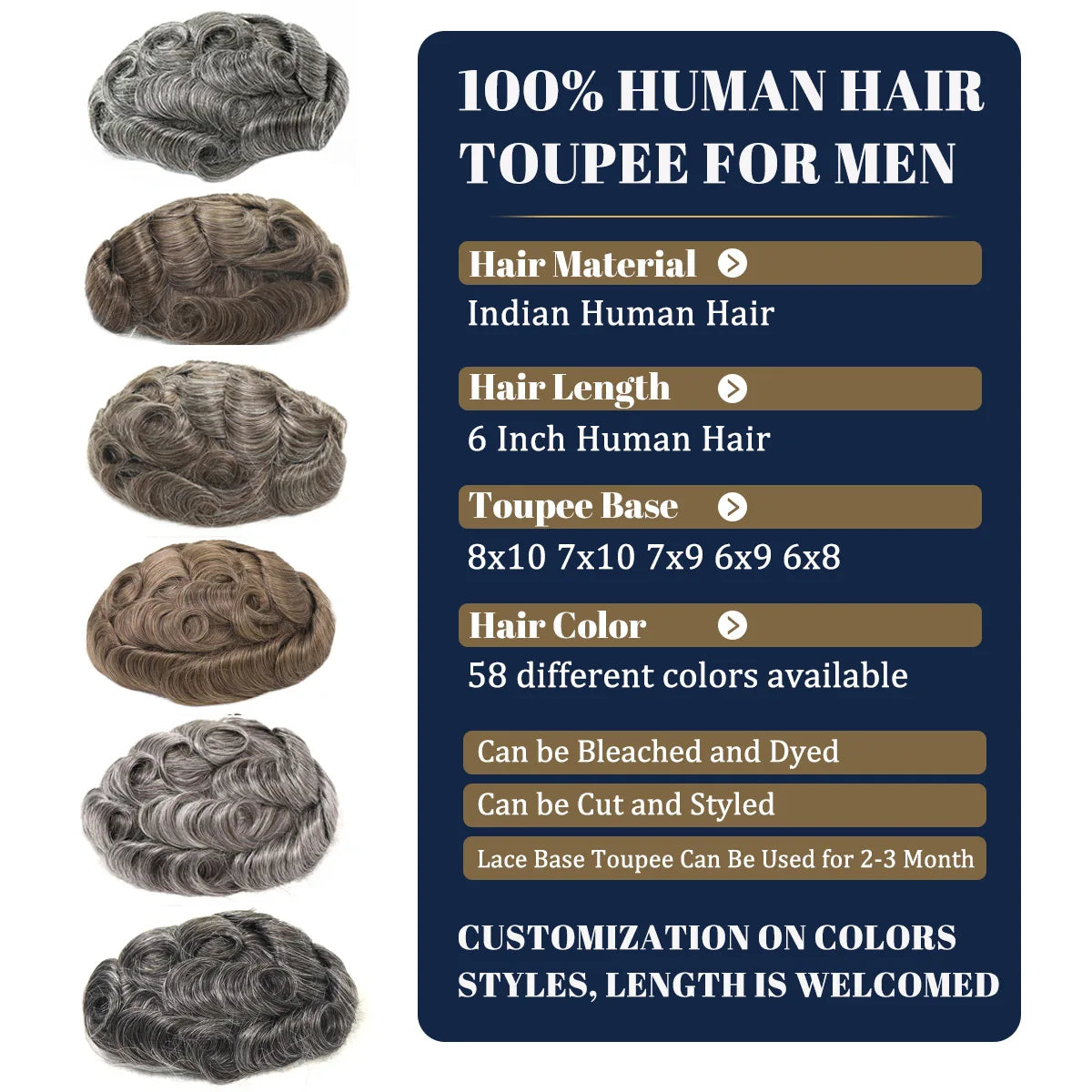 Toupet de prothèse de cheveux humains gris pour hommes, perruque en PU fin Mono Lace Front, système de perruque masculine, délié naturel ondulé, postiche pour homme Hive JFA & TA Store