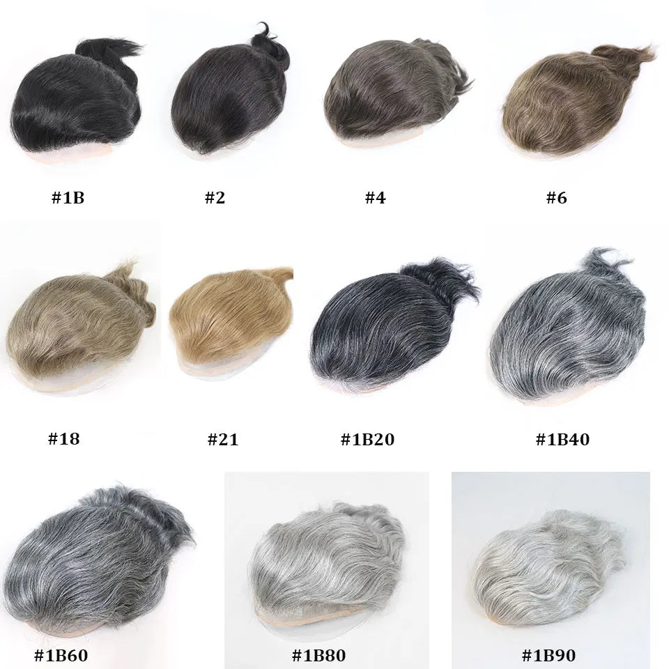 8x10 "gris mettre en évidence toupet pour hommes cheveux humains dentelle PU Mono Invisible morceau de cheveux dentelle avant mâle perruque hommes prothèse capillaire Hive JFA & TA Store
