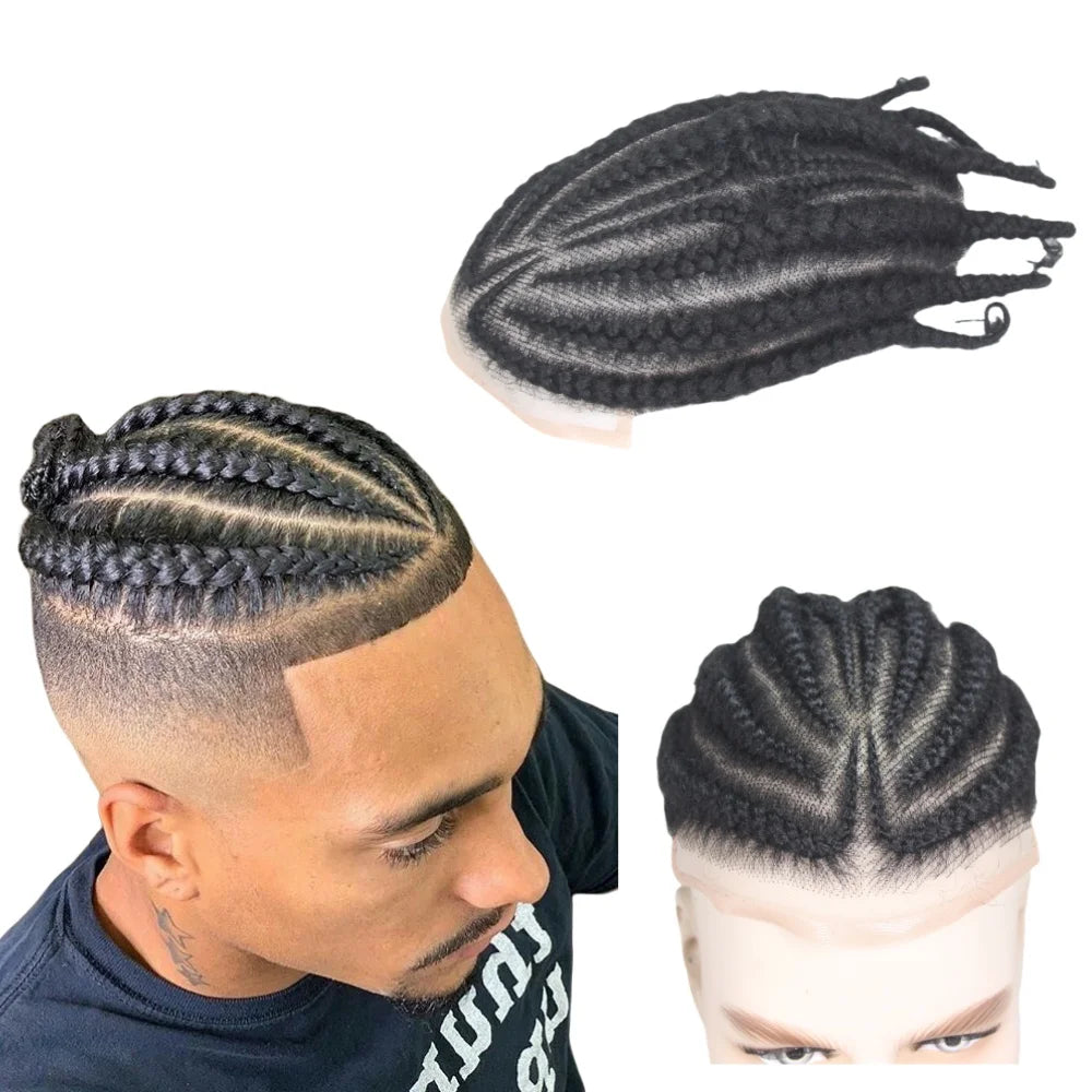 Perruque tressée en dentelle unisexe Q6, système de qualité médicale 100% cheveux humains, respirant sans colle pour hommes et femmes Hive JFA & TA Store