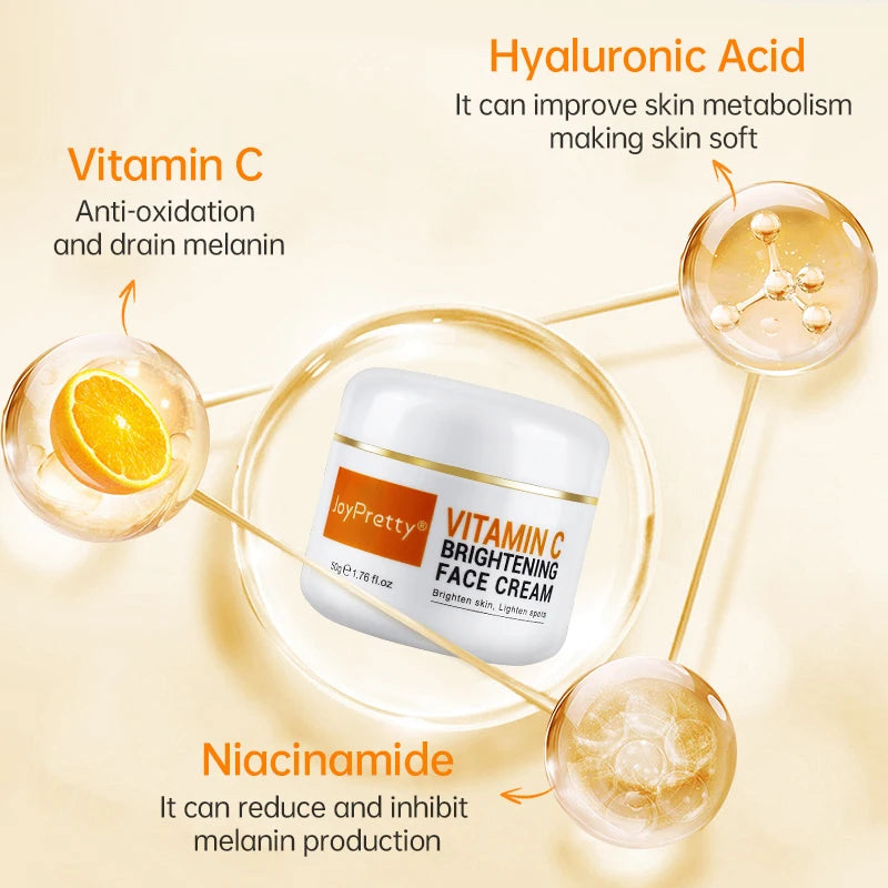 JoyPretty vitamine C crème pour le visage blanchissant les taches foncées dissolvant Niacinamide crème hydratante pour le visage produit de soin de la peau Hive JFA & TA Store