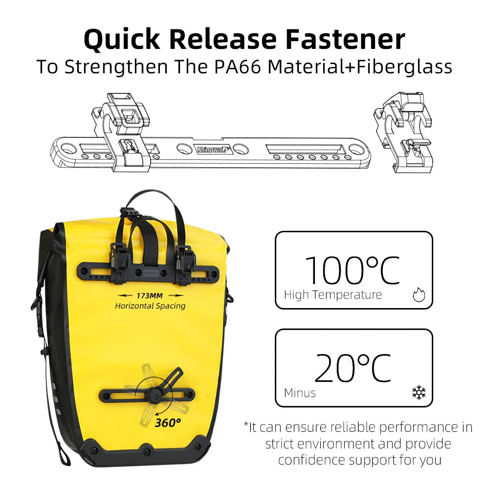 20L Rear Rack Bike Bag Waterproof Polyester Trunk Pannier Yellow-3