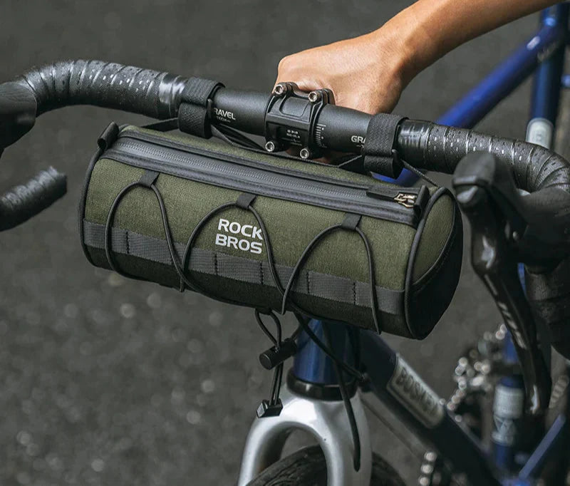 2L Bicycle Handlebar Bag Tube Pannier with Shoulder Strap Green-1